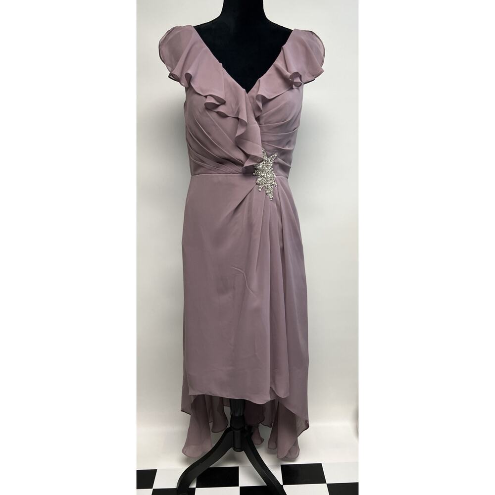JJ’s House Dusk Purple Flowy V-Neck Chiffon Dress Sz 12 NWT Bridesmaids